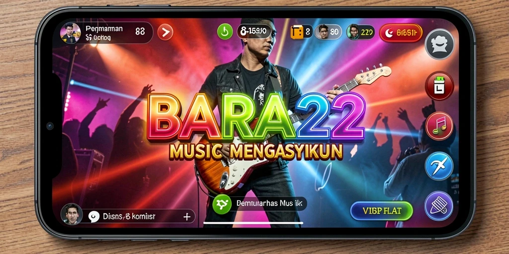 Screenshot gameplay BARA22 menunjukkan pemain menikmati permainan musik yang seru.