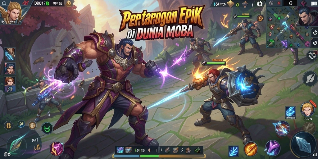 Gameplay seru BRO178 dengan pertempuran MOBA yang intens.