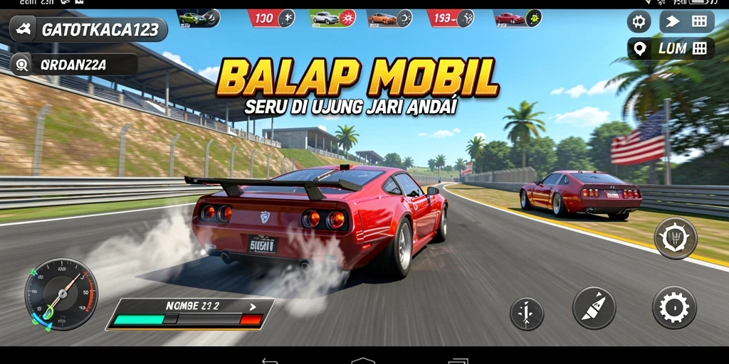 Tampilan gameplay balapan mobil di GATOTKACA123 yang mendebarkan.