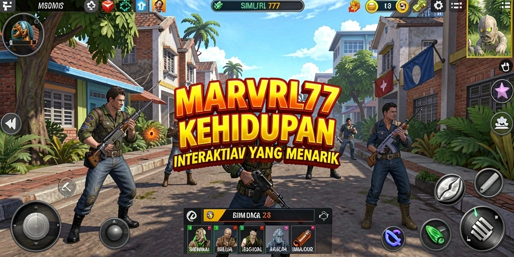 Screenshot gameplay <strong>MARVRL77</strong> menampilkan interaksi karakter dalam simulasi kehidupan.