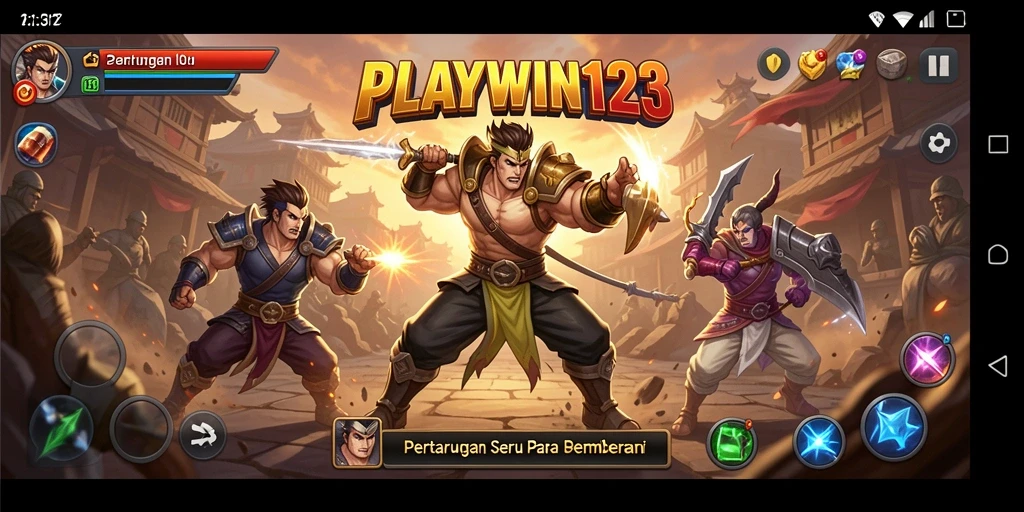 Tampilan layar pertarungan epik dalam PLAYWIN123 dengan aksi yang seru.