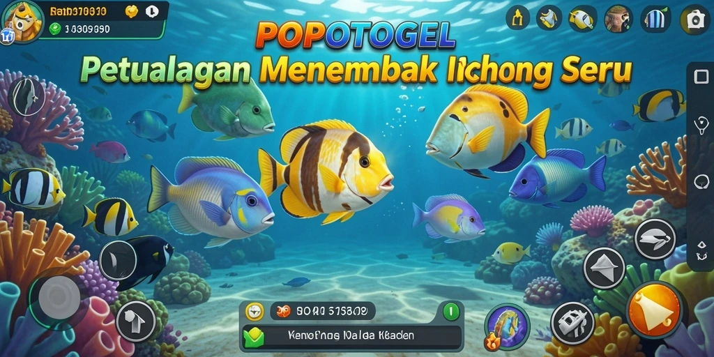 Tampilan screenshot POPOTOGEL dengan gameplay seru menembak ikan.