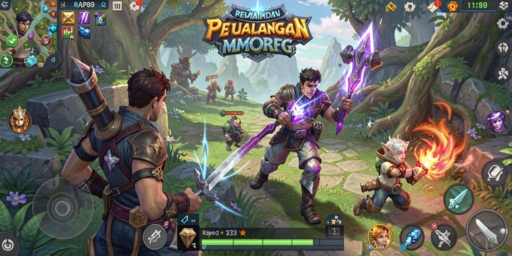 Tampilan gameplay menarik dalam dunia MMORPG yang luas dan imersif.
