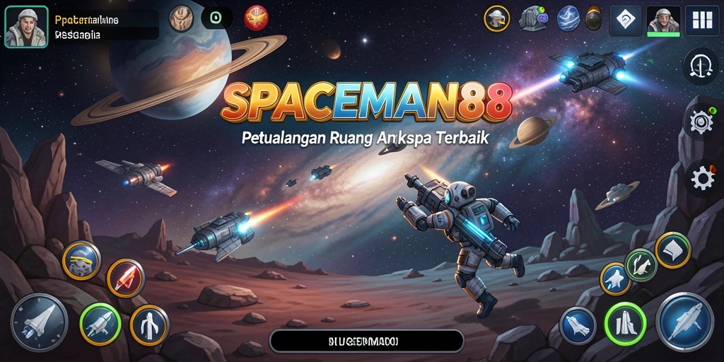 Tampilan mendetail dari petualangan luar angkasa dalam SPACEMAN88.