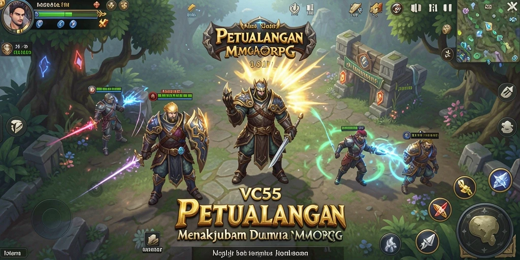 Tangkapan layar gameplay VC55 yang menunjukkan aksi pertarungan seru dalam MMORPG.
